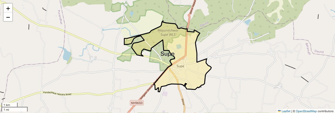 Location Map of Supe, Pune