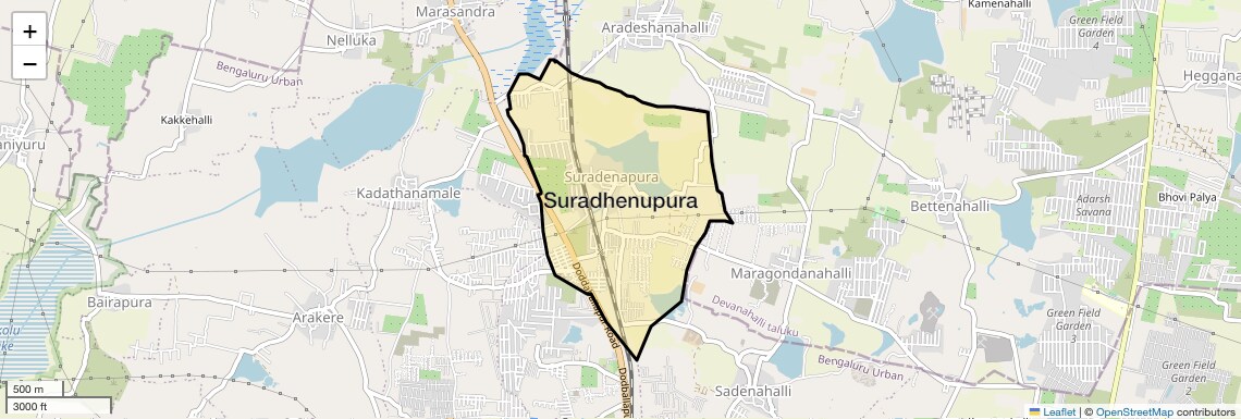 Location Map of Suradhenupura, Bangalore