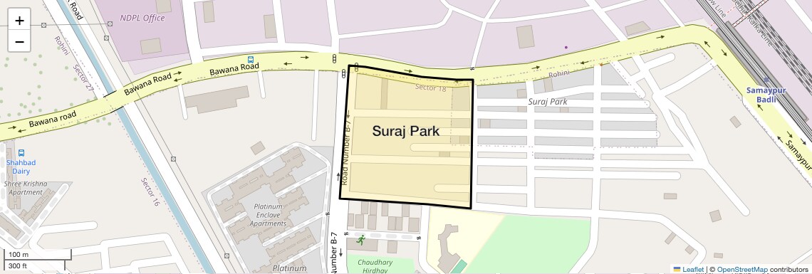 Location Map of Suraj Park, Delhi