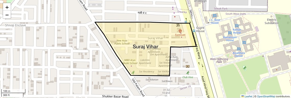 Location Map of Suraj Vihar, Delhi