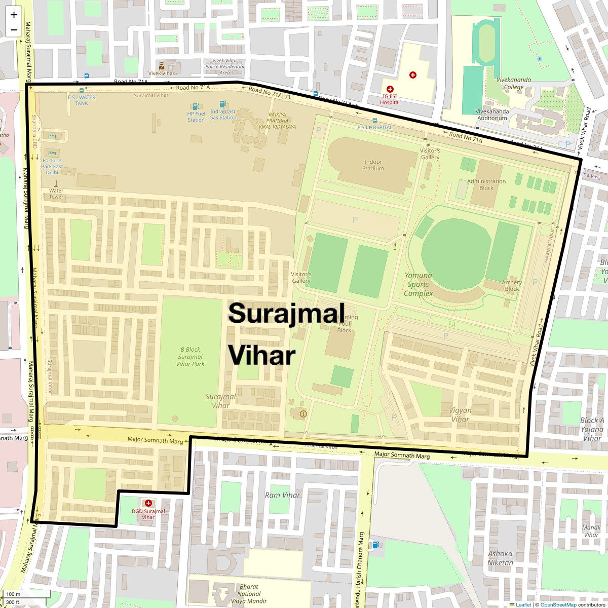 Location Map of Surajmal Vihar, Delhi