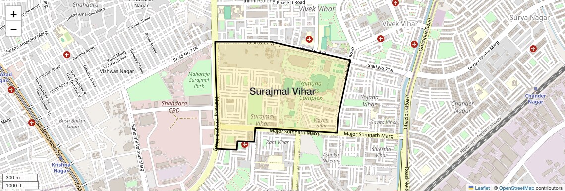 Location Map of Surajmal Vihar, Delhi