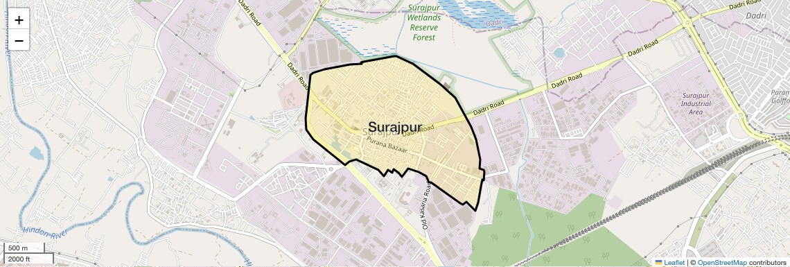 Location Map of Surajpur, Greater Noida