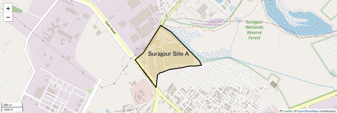Location Map of Surajpur Site A, Greater Noida