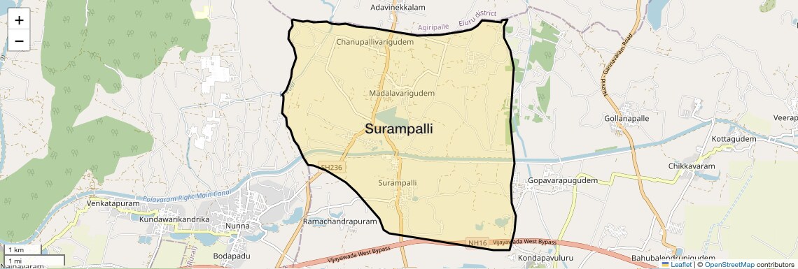 Location Map of Surampalli, Vijayawada