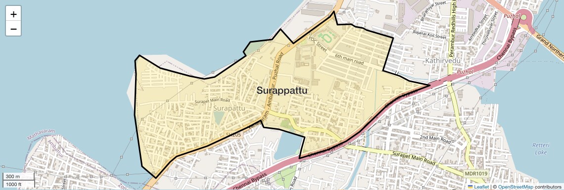 Location Map of Surappattu, Chennai