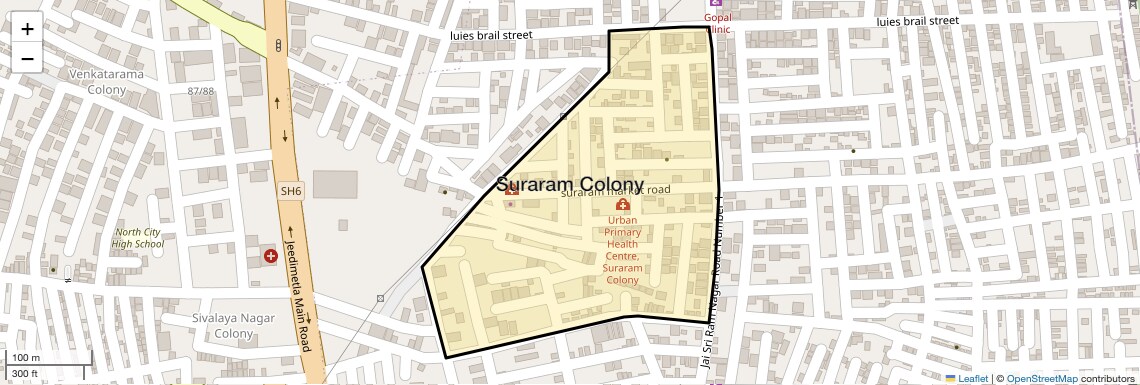 Location Map of Suraram Colony, Hyderabad