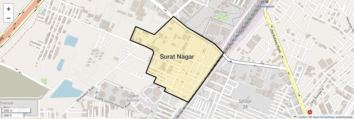 Location Map of Surat Nagar, Gurgaon