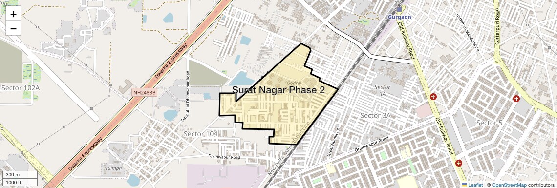 Location Map of Surat Nagar Phase 2, Gurgaon