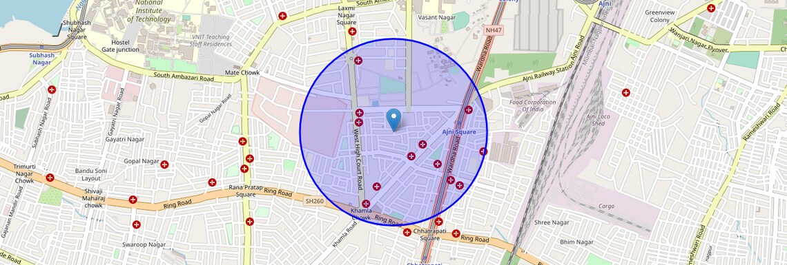 Location Map of Surendra Naga, Nagpur