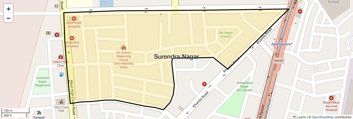 Location Map of Surendra Nagar, Nagpur