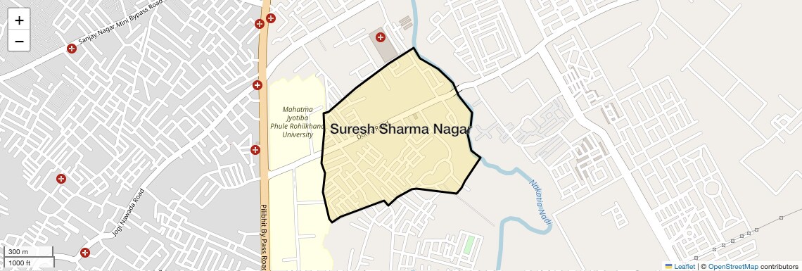 Location Map of Suresh Sharma Nagar, Bareilly