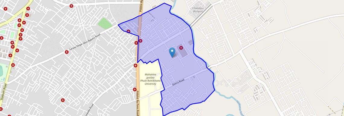 Location Map of Suresh Sharma Nagar, Bareilly