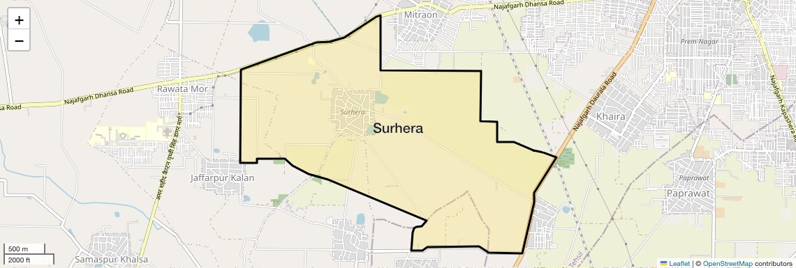 Location Map of Surhera, Delhi