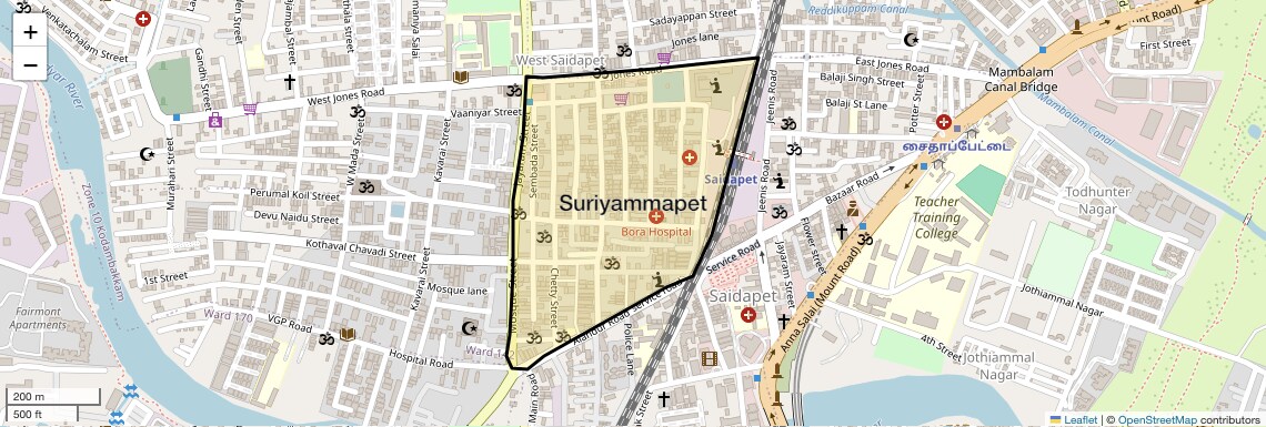 Location Map of Suriyammapet, Chennai