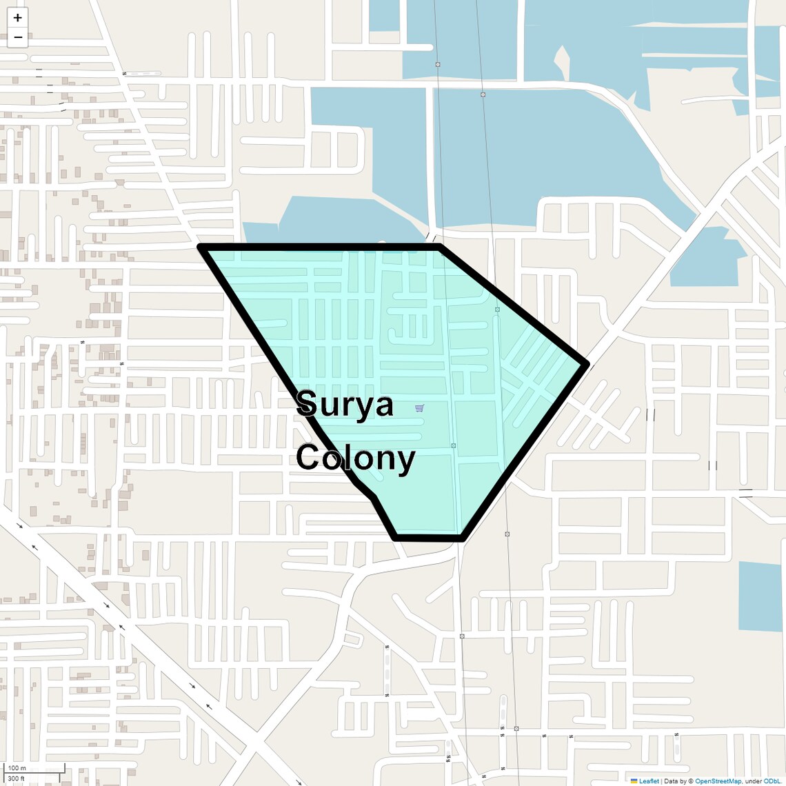 Location Map of Surya Colony, Faridabad