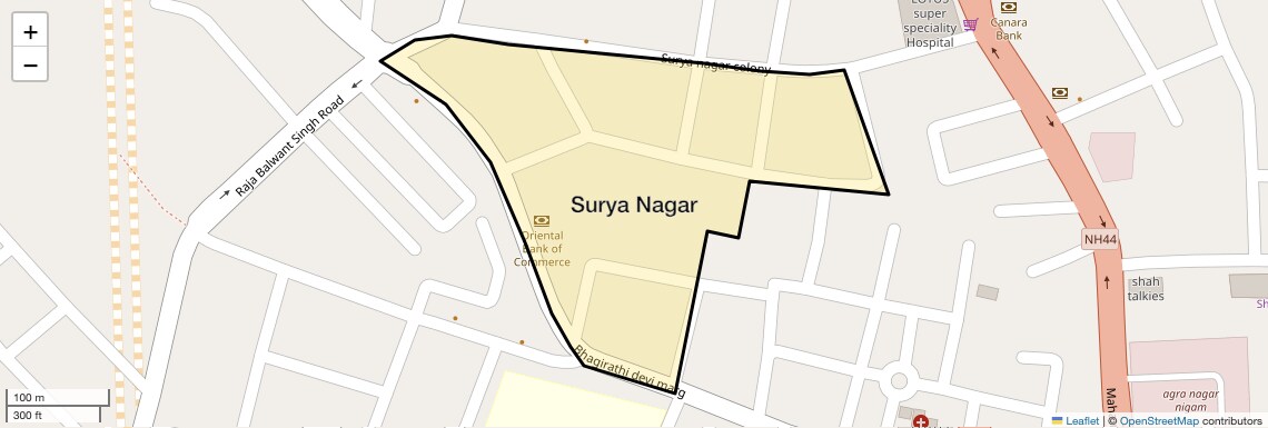 Location Map of Surya Nagar, Agra