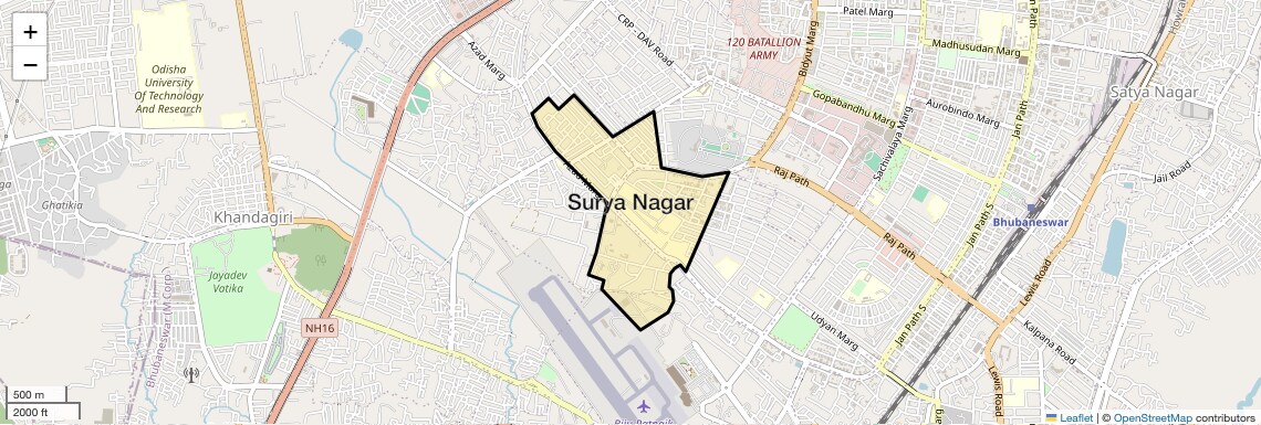 Location Map of Surya Nagar, Bhubaneswar