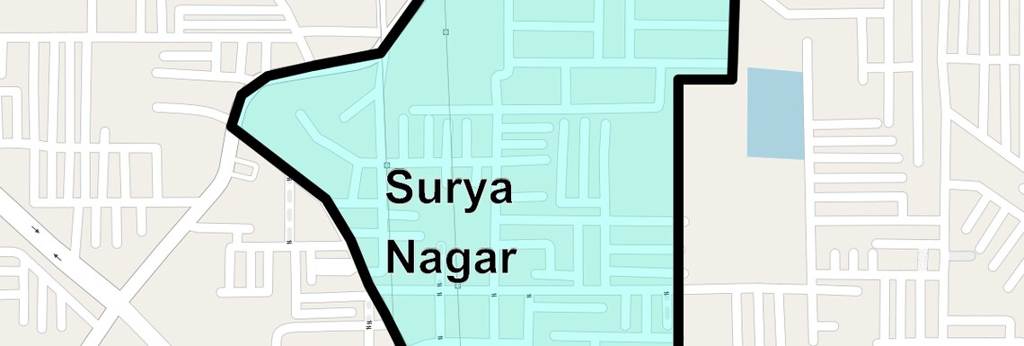 Location Map of Surya Nagar, Faridabad