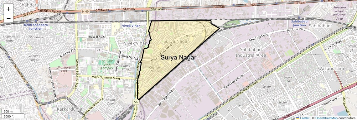 Location Map of Surya Nagar, Ghaziabad