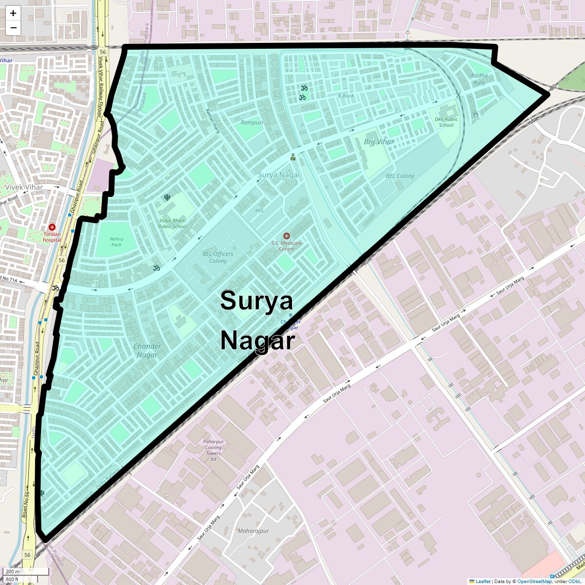 Location Map of Surya Nagar, Ghaziabad