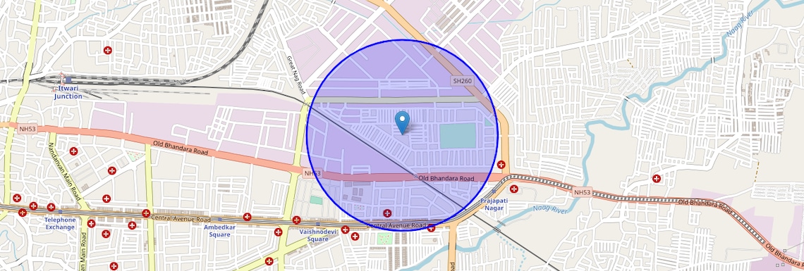 Location Map of Surya Nagar, Nagpur