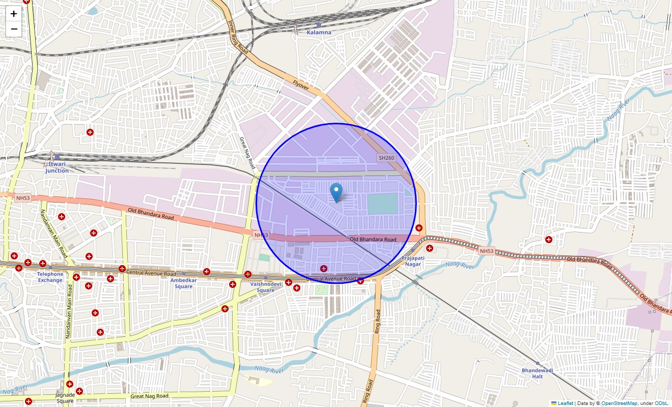 Location Map of Surya Nagar, Nagpur