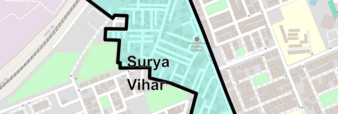 Location Map of Surya Vihar, Gurgaon