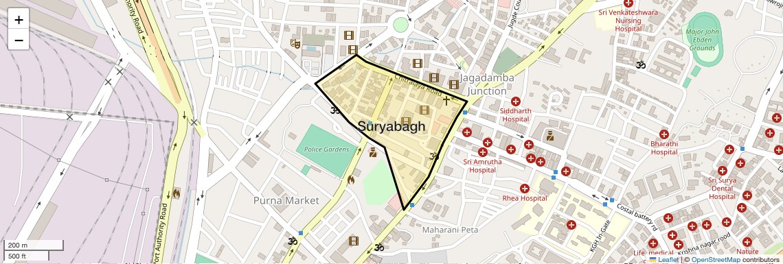 Location Map of Suryabagh, Vizag