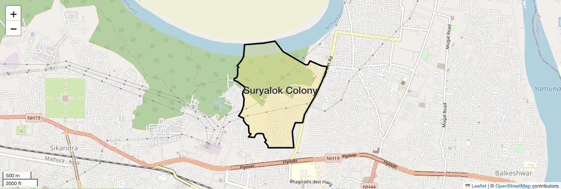 Location Map of Suryalok Colony, Agra