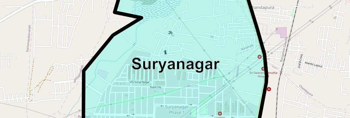 Location Map of Suryanagar, Bangalore