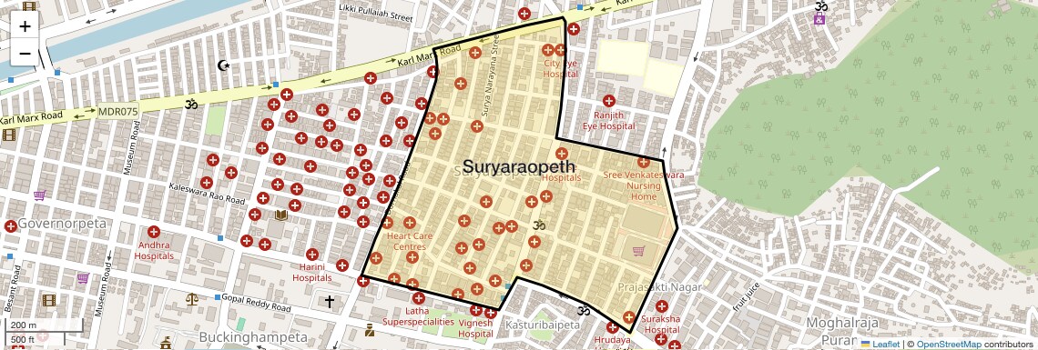 Location Map of Suryaraopeth, Vijayawada