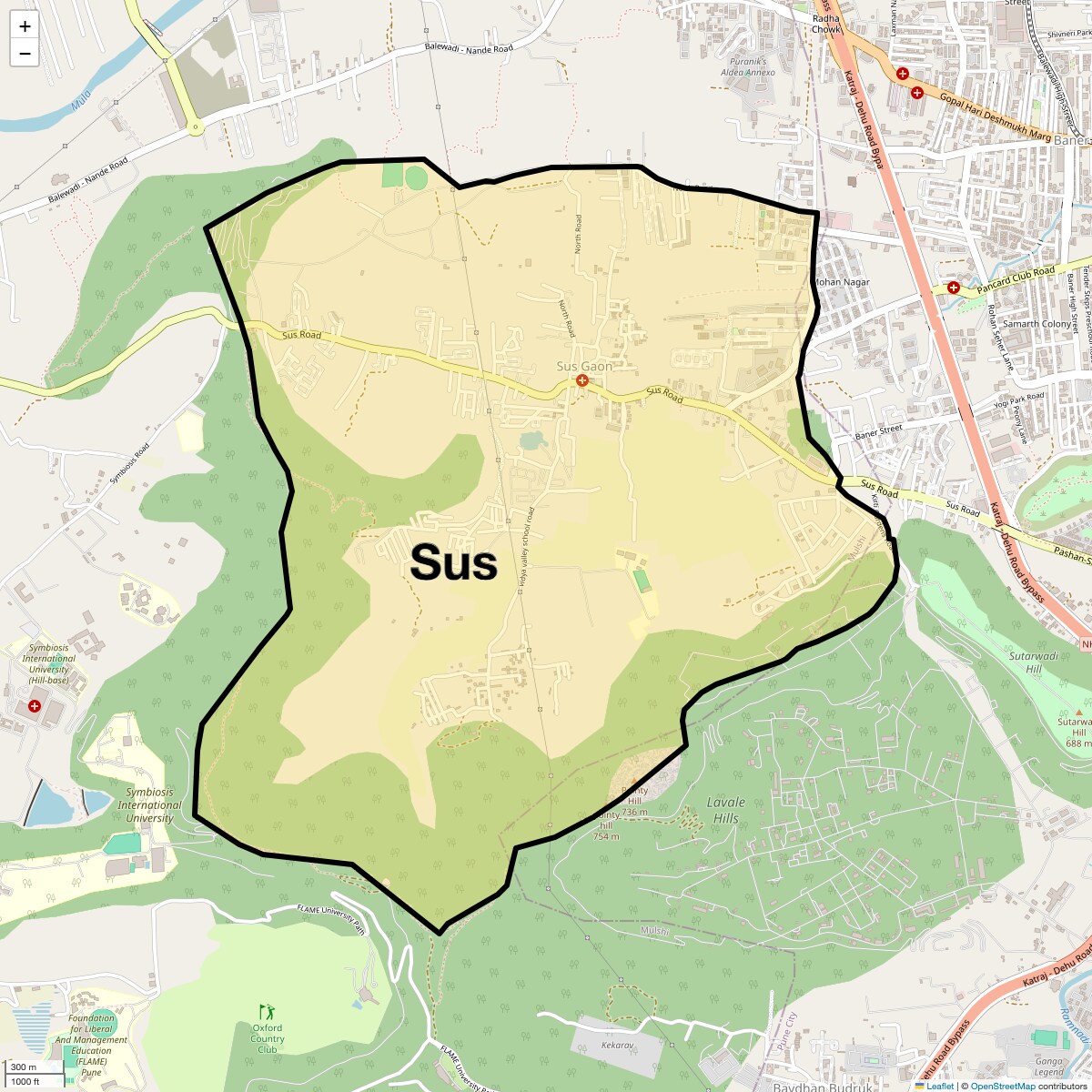 Location Map of Sus, Pune