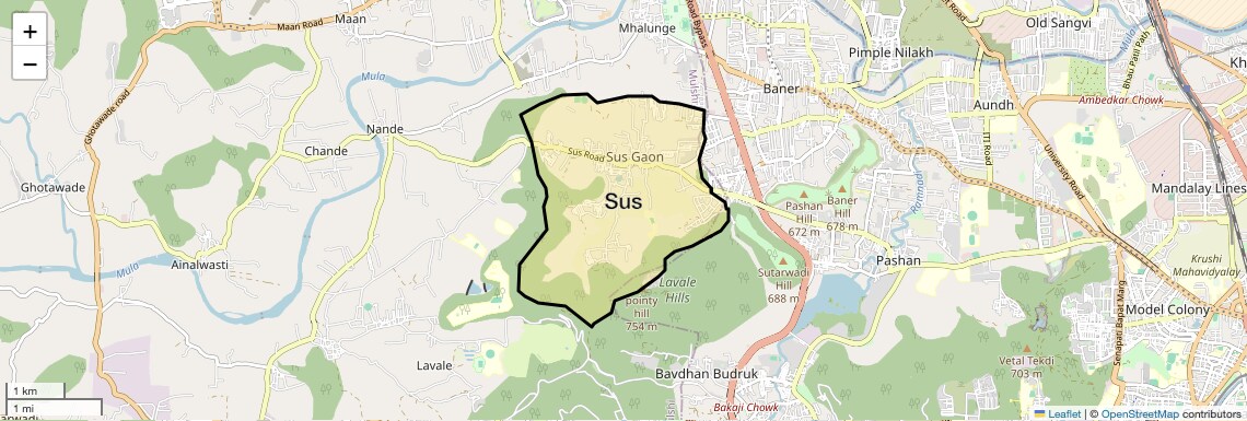 Location Map of Sus, Pune