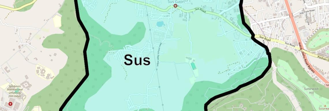 Location Map of Sus, Pune