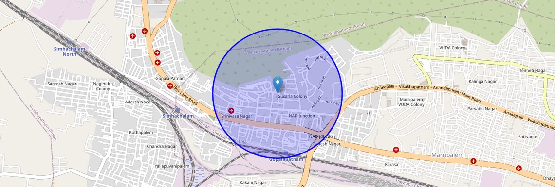 Location Map of Susarla Colony, Vizag