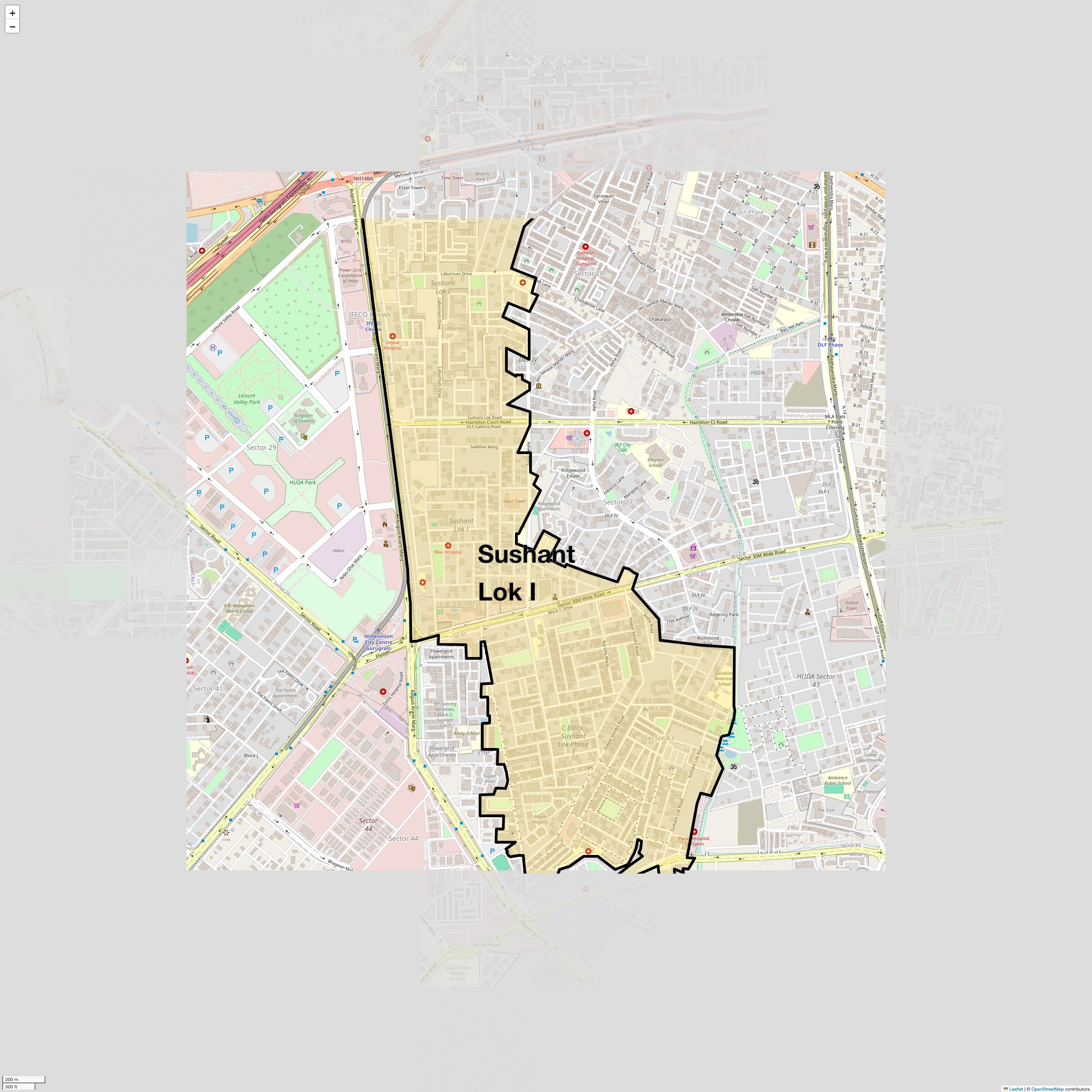 Location Map of Sushant Lok I, Gurgaon