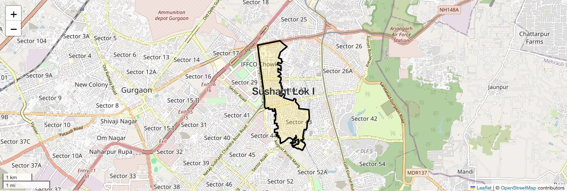 Location Map of Sushant Lok I, Gurgaon