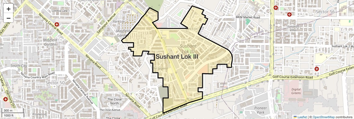 Location Map of Sushant Lok III, Gurgaon