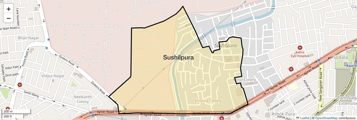 Location Map of Sushilpura, Jaipur