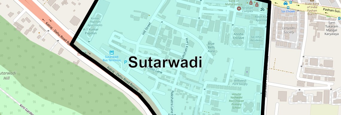 Location Map of Sutarwadi, Pune