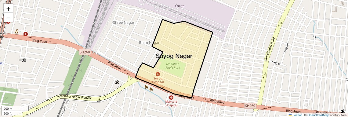 Location Map of Suyog Nagar, Nagpur
