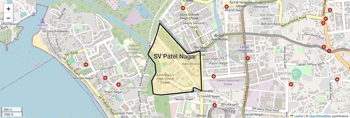 Location Map of SV Patel Nagar, Mumbai