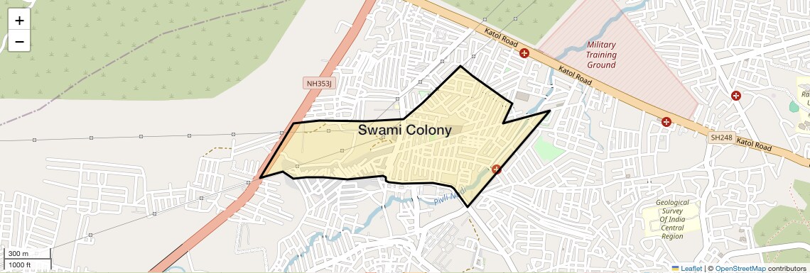 Location Map of Swami Colony, Nagpur