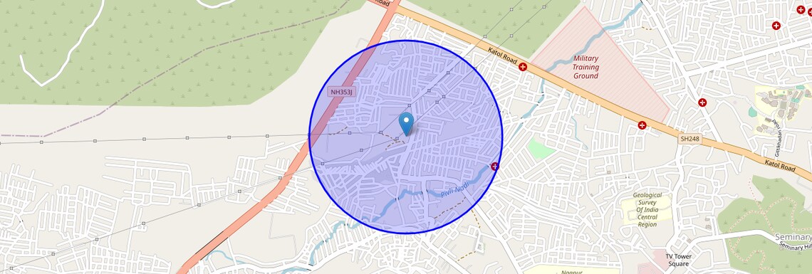 Location Map of Swami Colony, Nagpur
