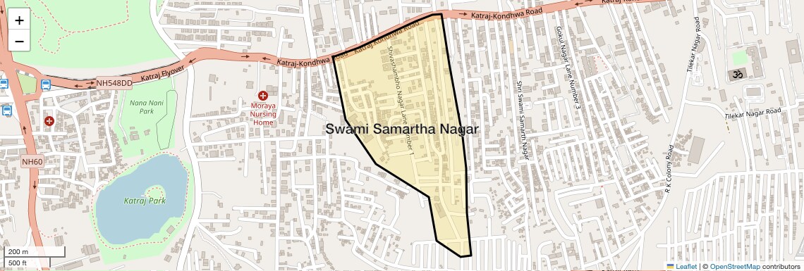 Location Map of Swami Samartha Nagar, Pune