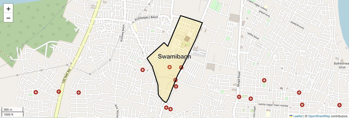 Location Map of Swamibagh, Agra