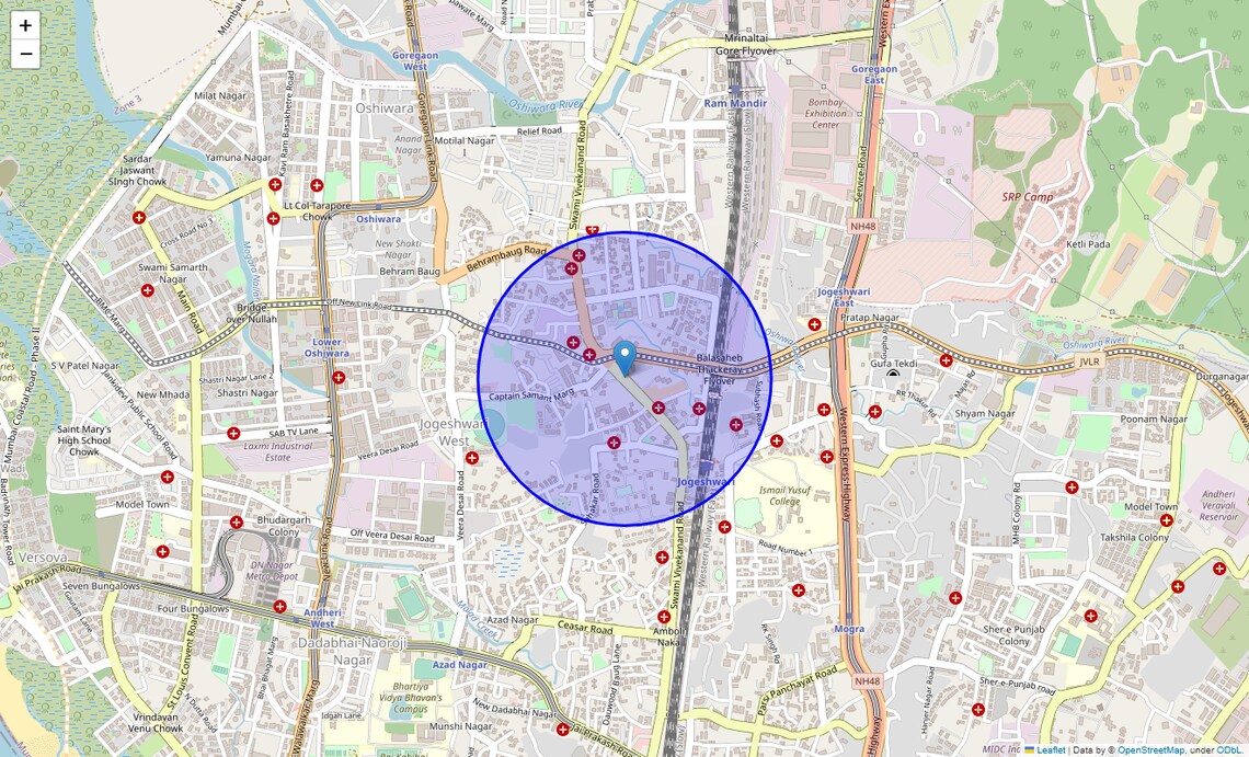 Location Map of Swamy Vivekananda Road, Mumbai