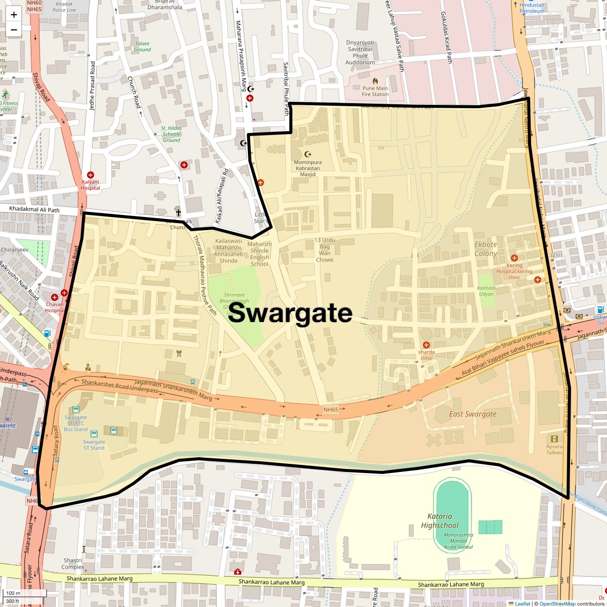Location Map of Swargate, Pune