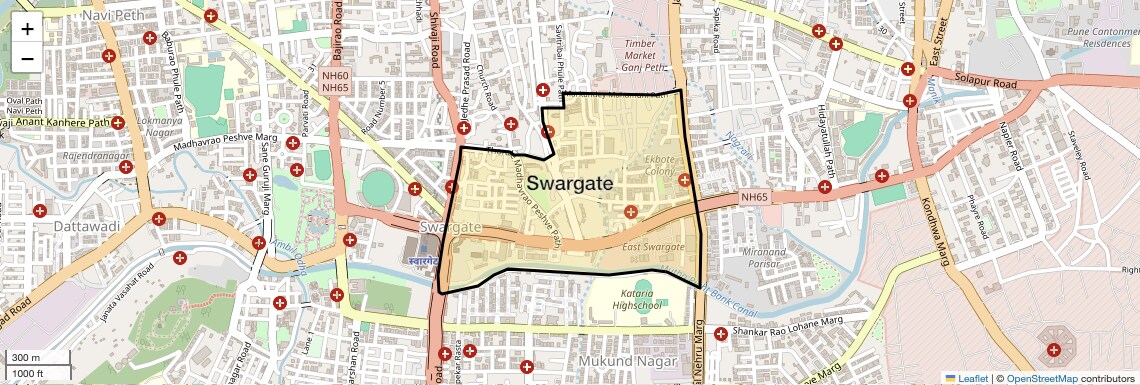 Location Map of Swargate, Pune